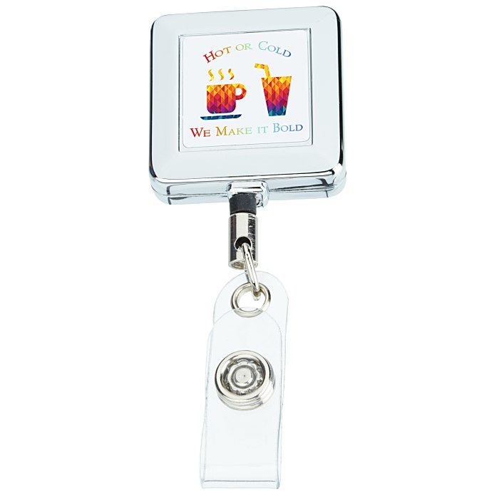 Metal Retractable Badge Holder Slip Clip Square 130181SQ