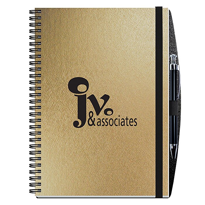 Elite Metallic Paperboard Journal with Pen 10" x 7" 50