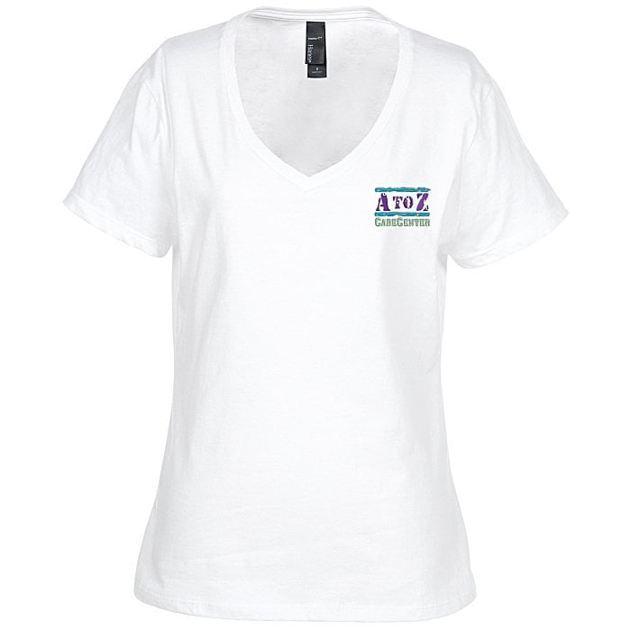 Hanes PerfectT VNeck TShirt Ladies' White