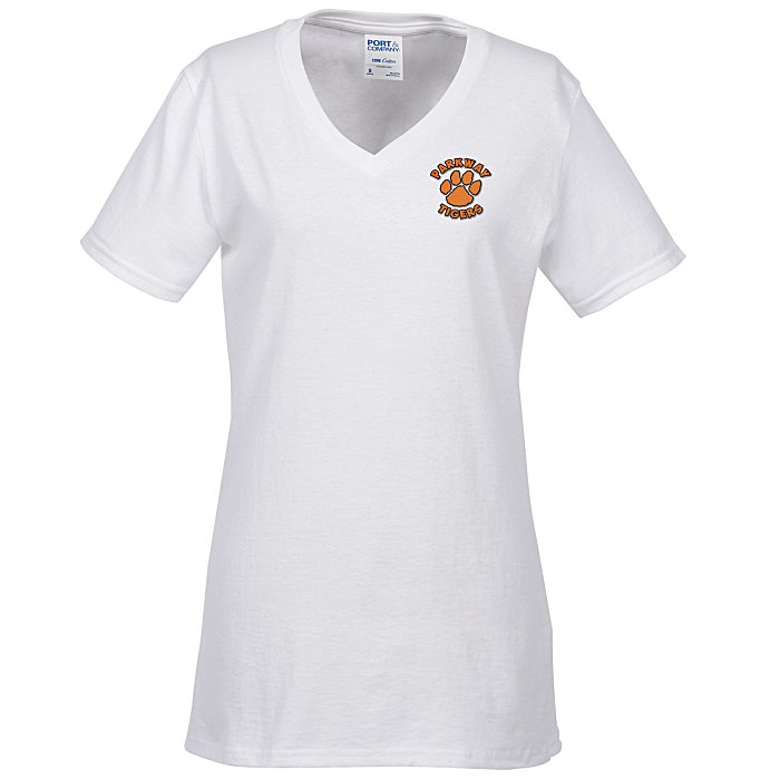 Port Classic 5.4 oz. VNeck TShirt Ladies' White