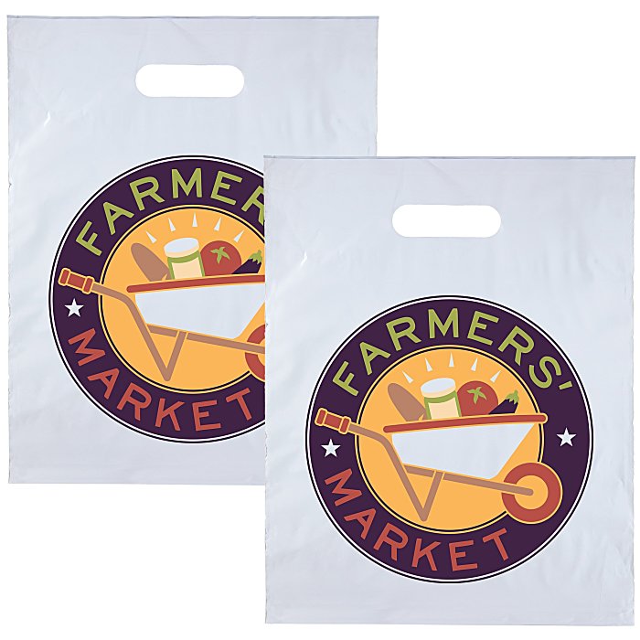 Recyclable Full Color Die Cut Handle Plastic Bag 15" x