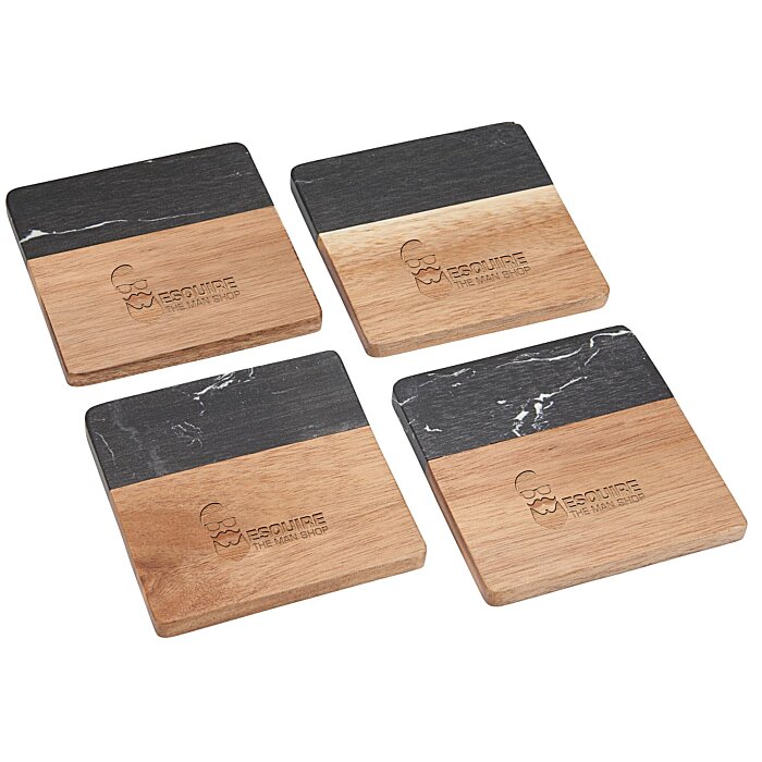 Black Marble and Wood Coaster Set 155250