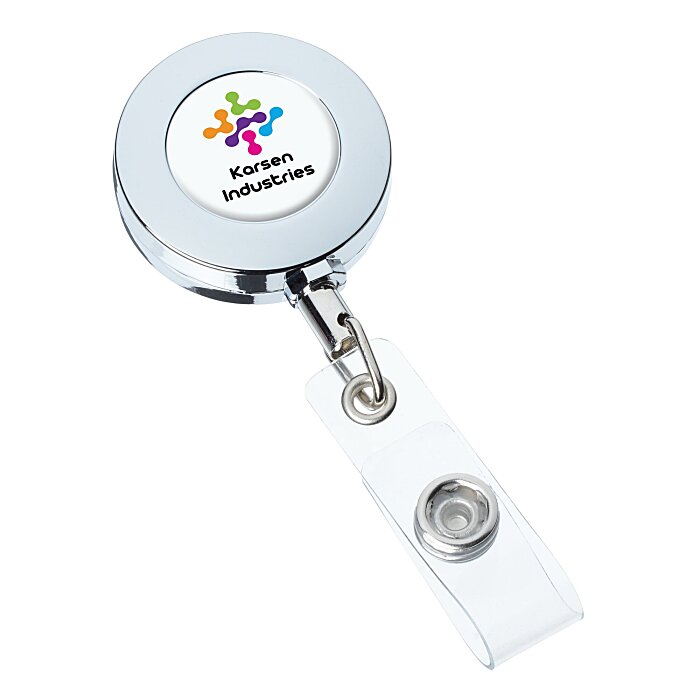 Domed Metal Retractable Badge Holder with Slip Clip 160257