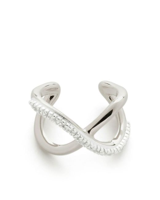 Monica Vinader Synthetic Riva Crossover Diamond Ear Cuff in Silver