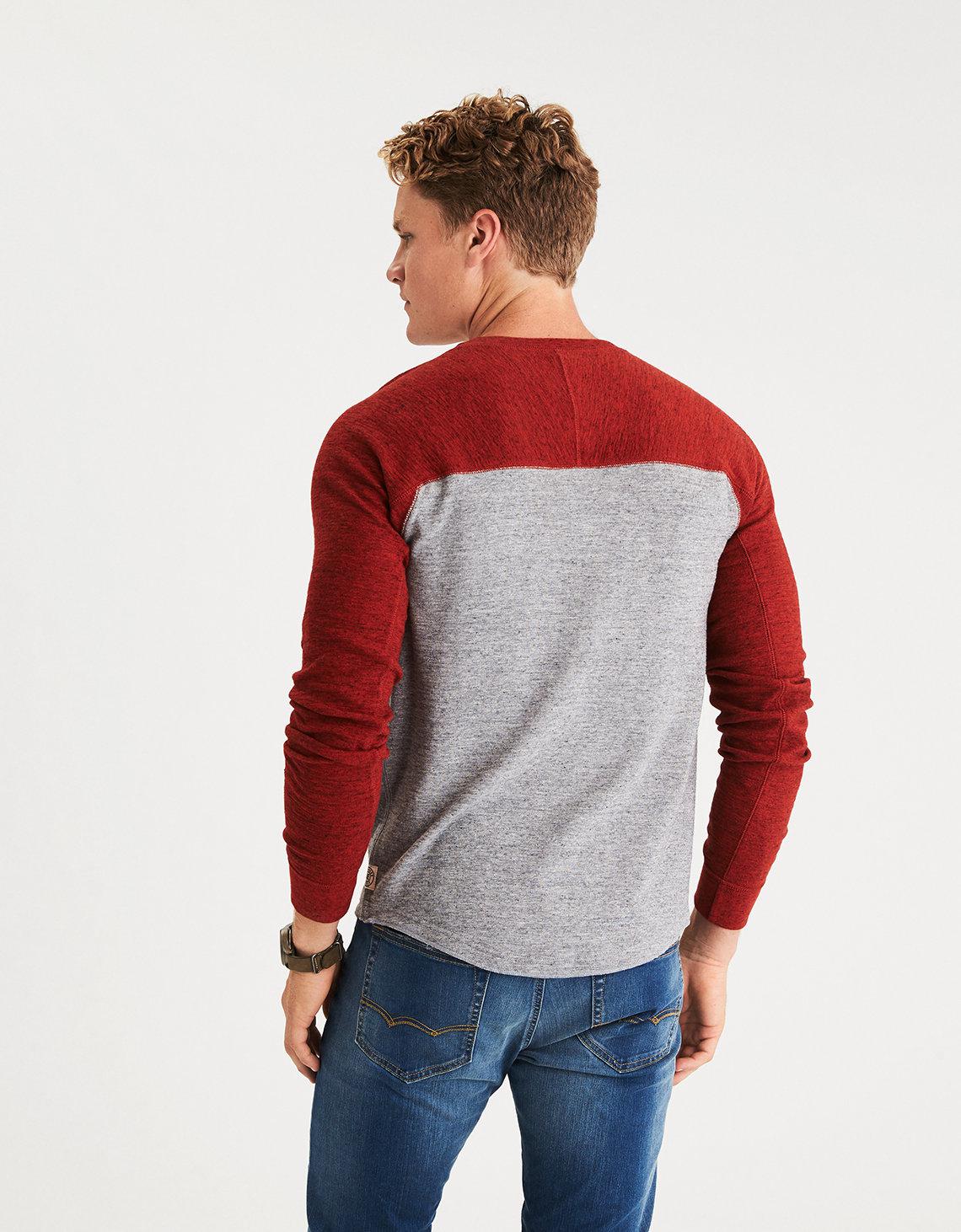 American Eagle Cotton Ae Raglan Layering Thermal Henley in Orange for