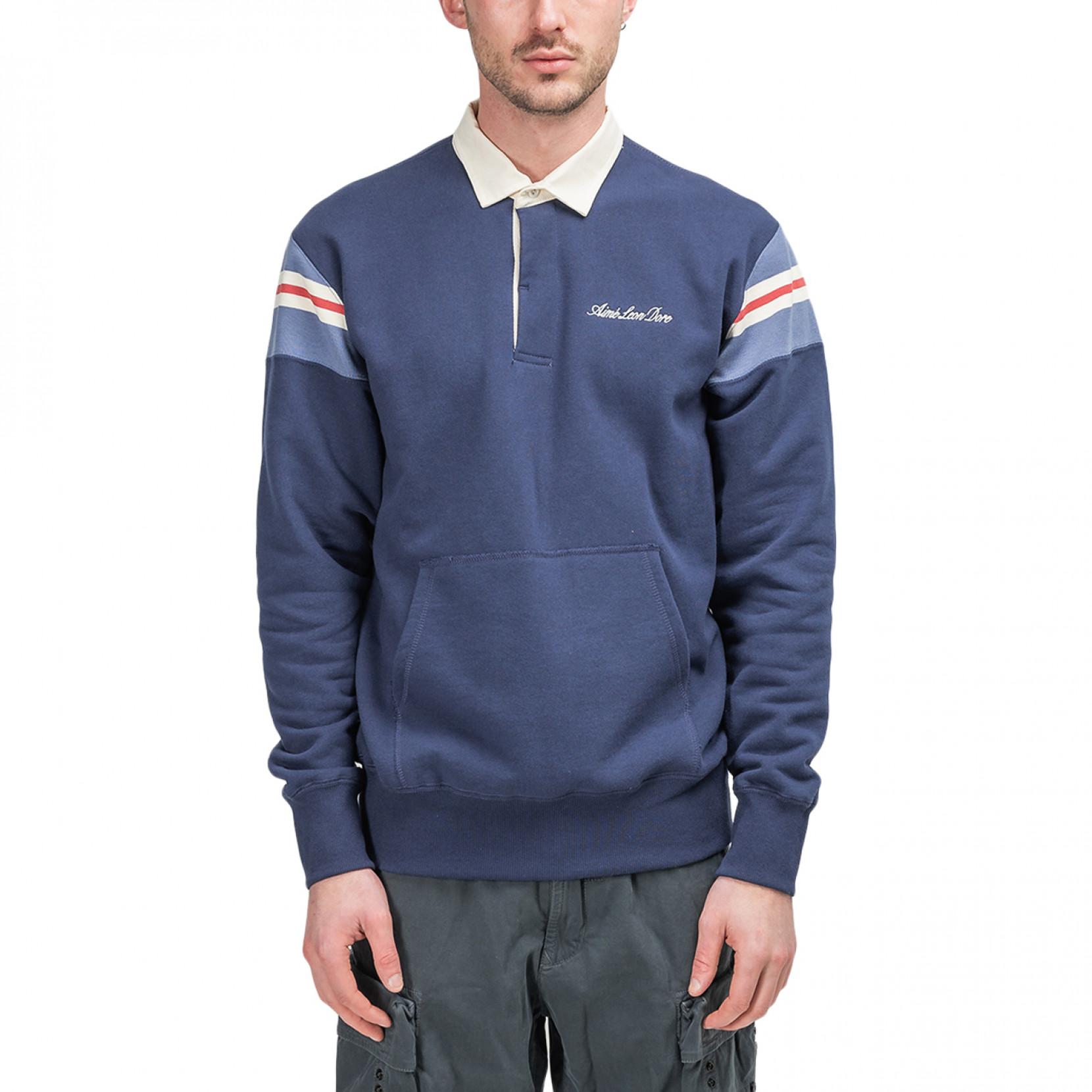 Aimé Leon Dore Cotton Ribbed Shoulder Rugby Shirt in Navy (Blue) for Men Lyst