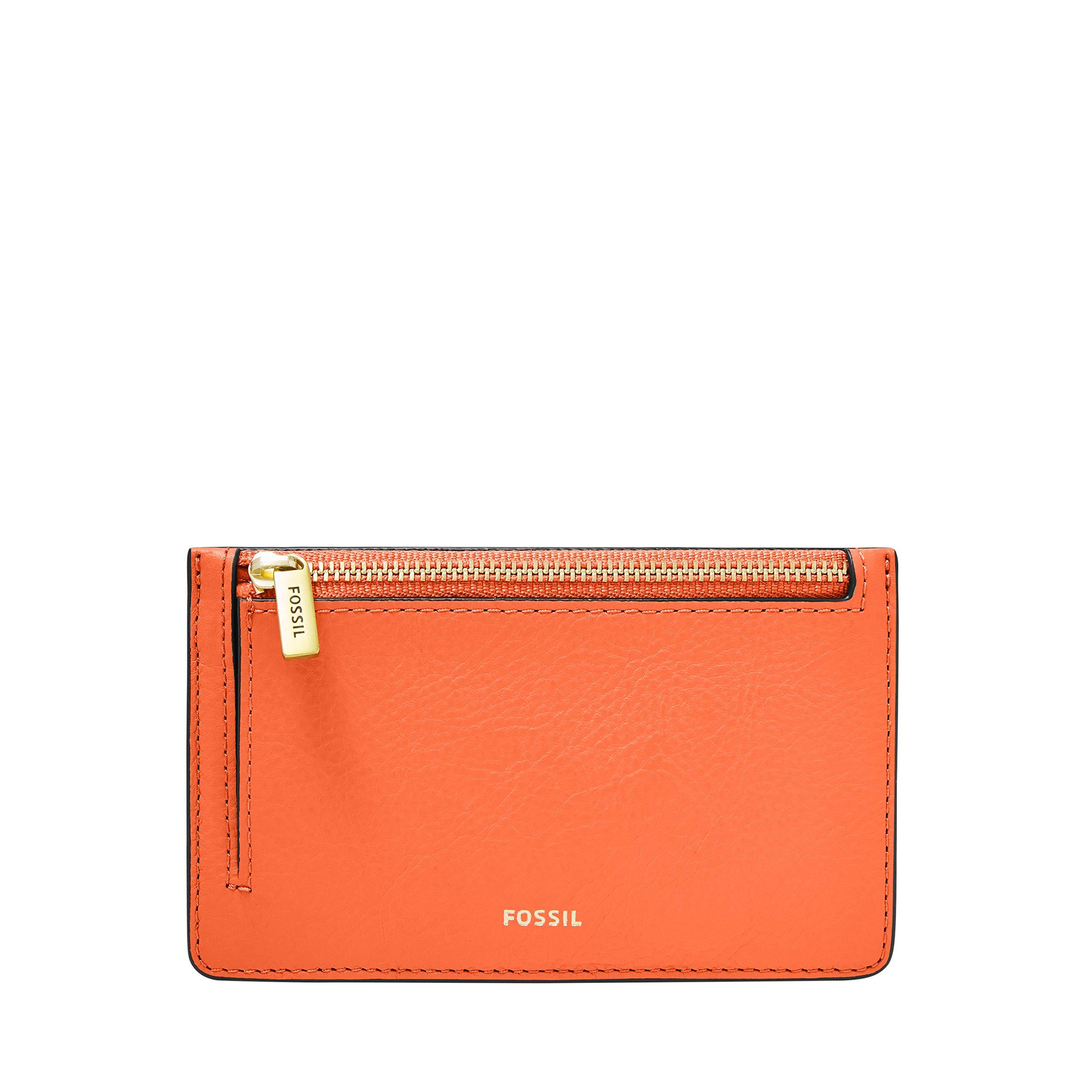 Fossil Logan Leather Zip Card Case Wallet in Orange Lyst