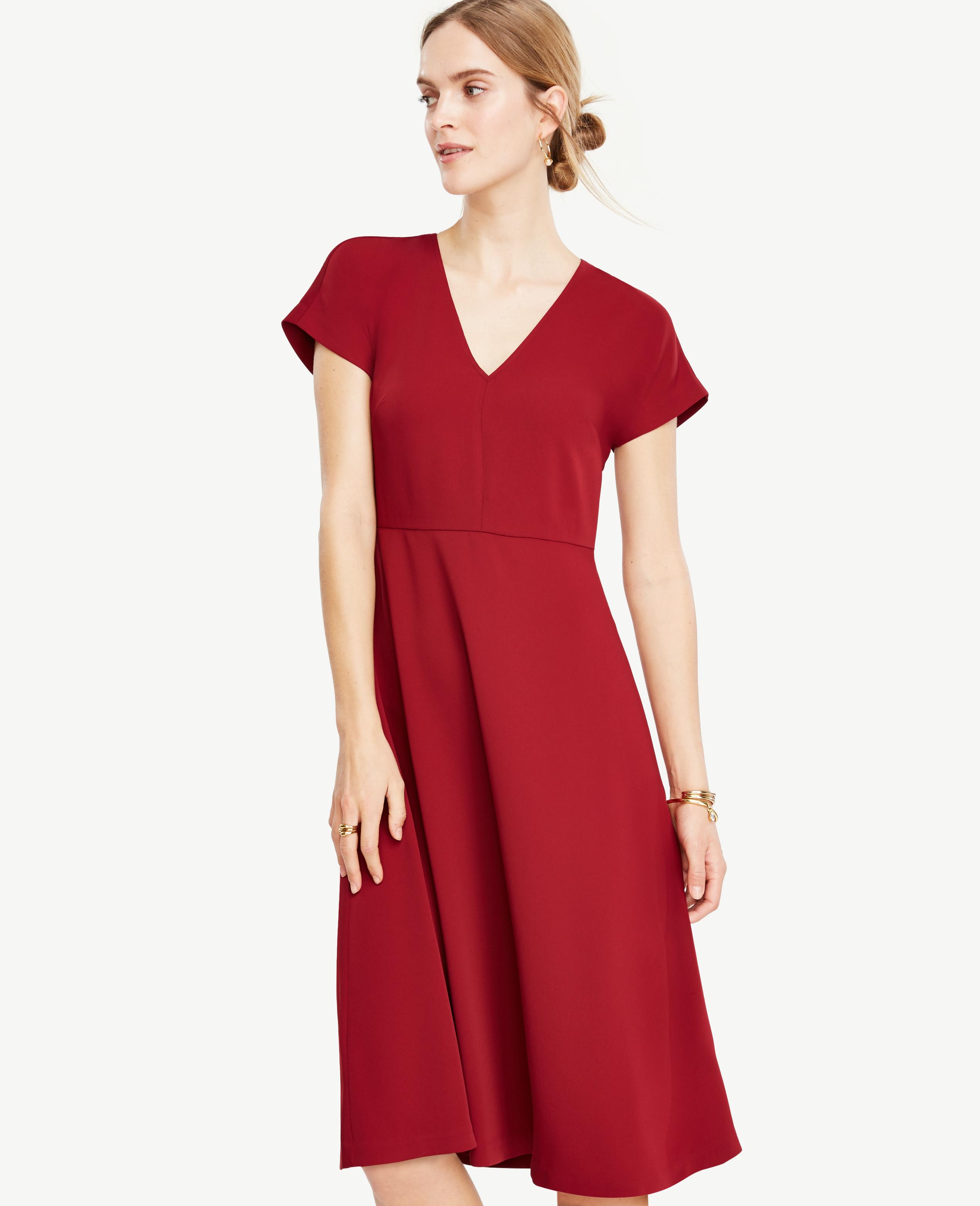 Lyst Ann Taylor Flare Midi Dress in Red