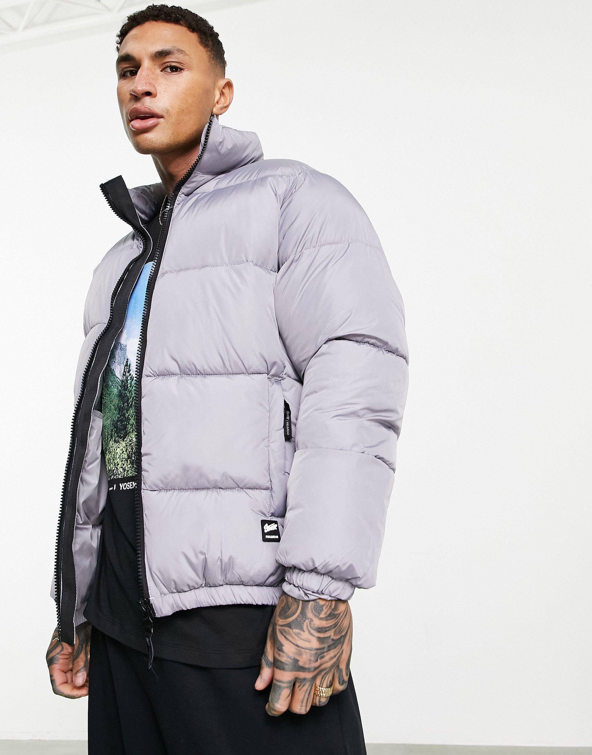 Pull&Bear Puffer Jacket in Blue for Men Lyst