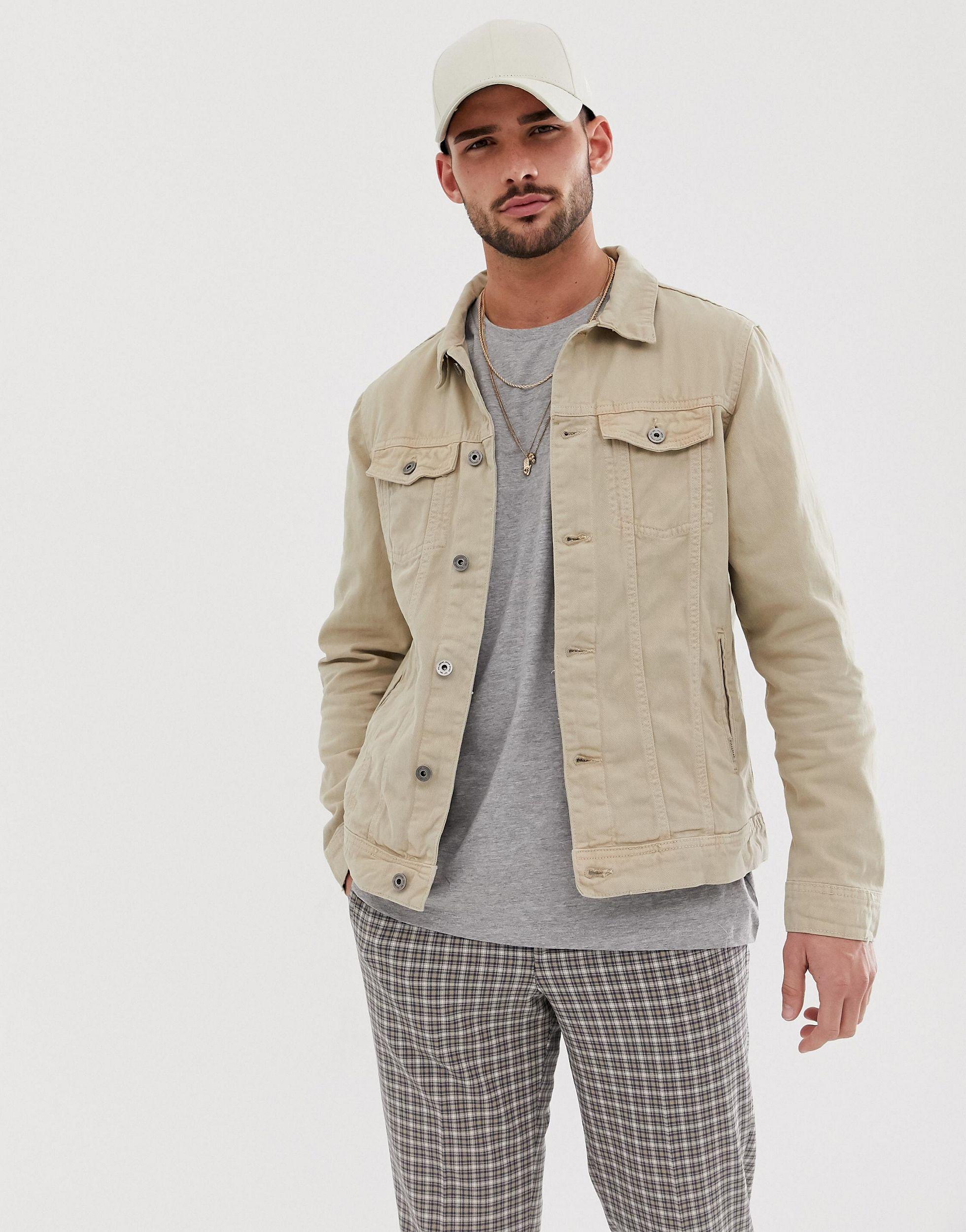 Pull&Bear Denim Jacket in Natural for Men Lyst