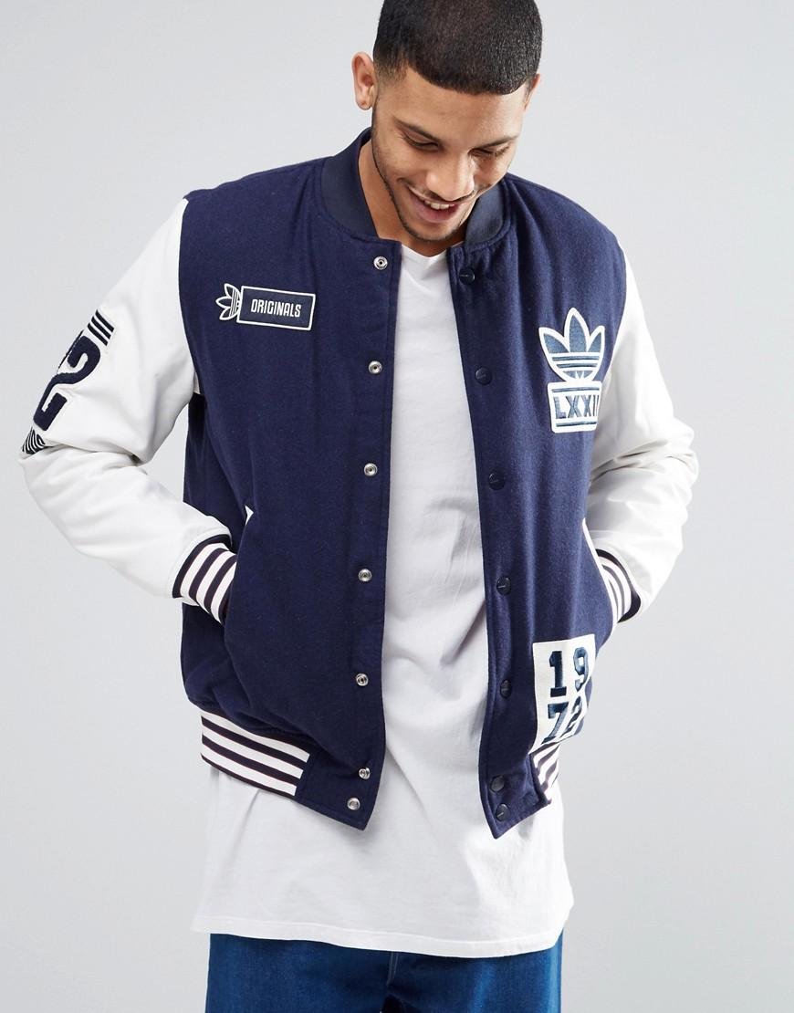 adidas Originals Badge Varsity Jacket Ay9147 Blue for Men Lyst