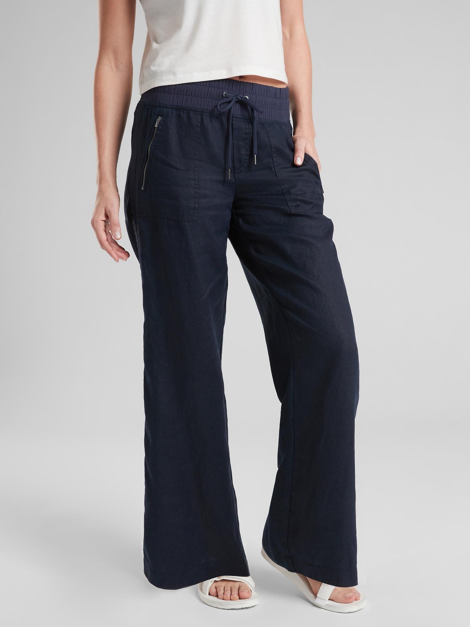 Athleta Cabo Linen Wide Leg Pant in Navy (Blue) Lyst