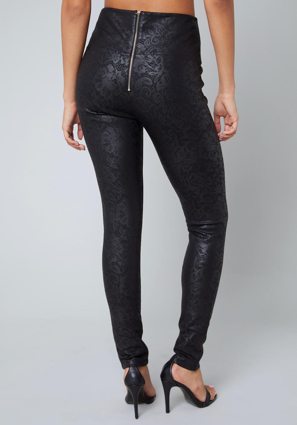 Bebe Lace Back Zip High Rise Leggings in Black Lyst