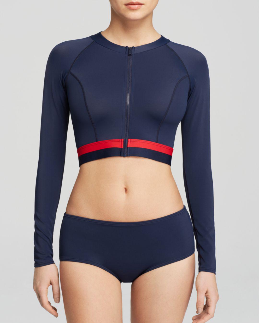 DKNY Cropped Rash Guard in Blue Lyst