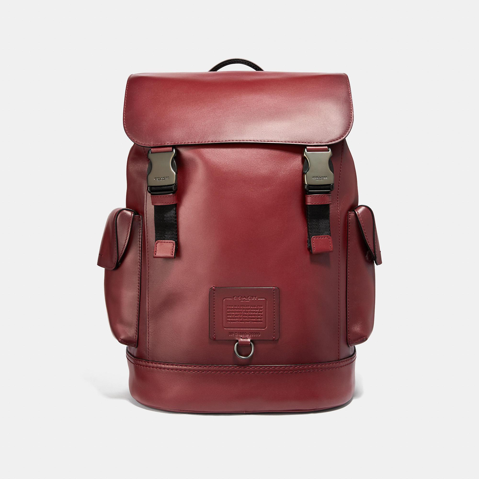 COACH Leather Rivington Backpack in Red for Men Lyst