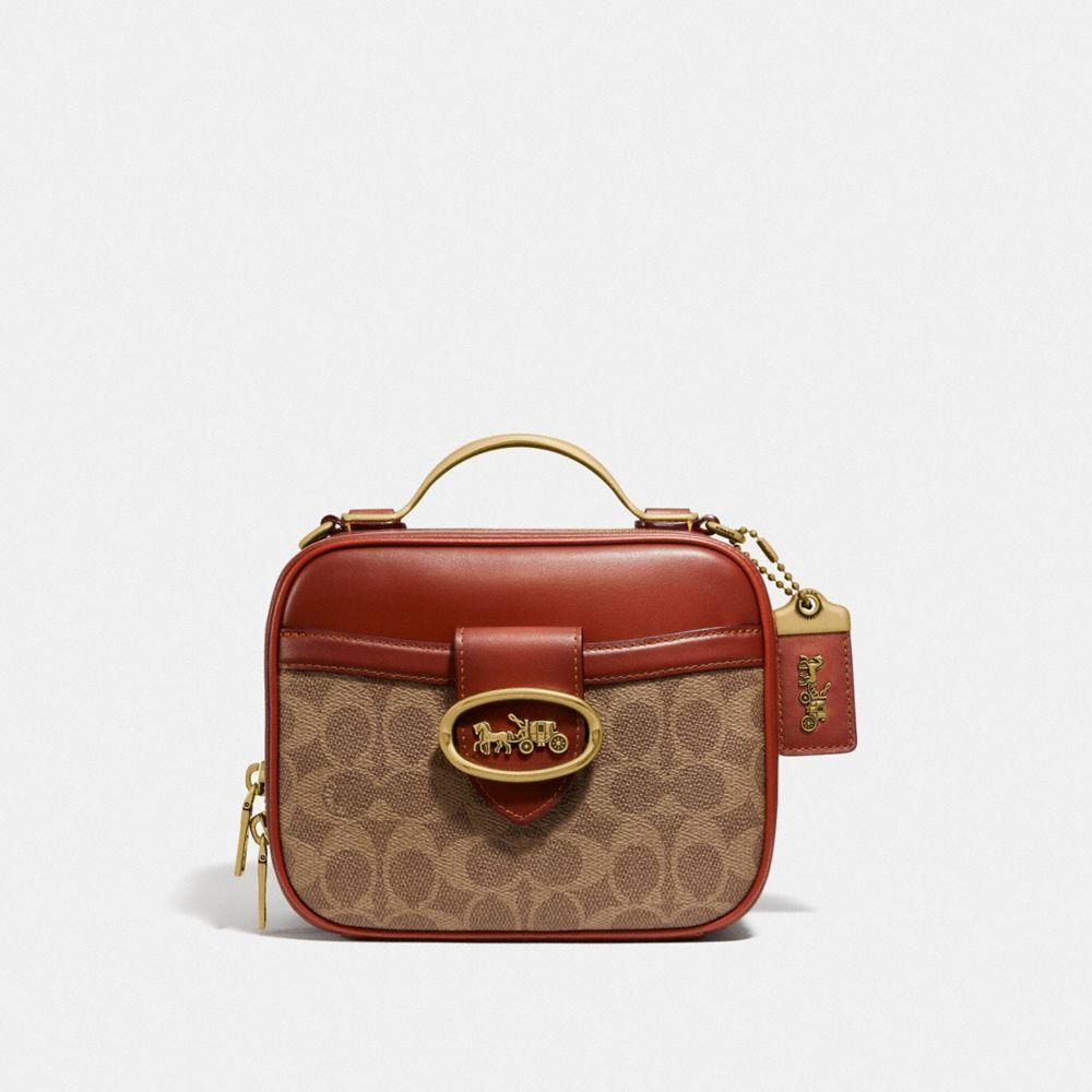 COACH Riley Lunchbox Bag In Signature Canvas in Brass/Tan Rust (Brown