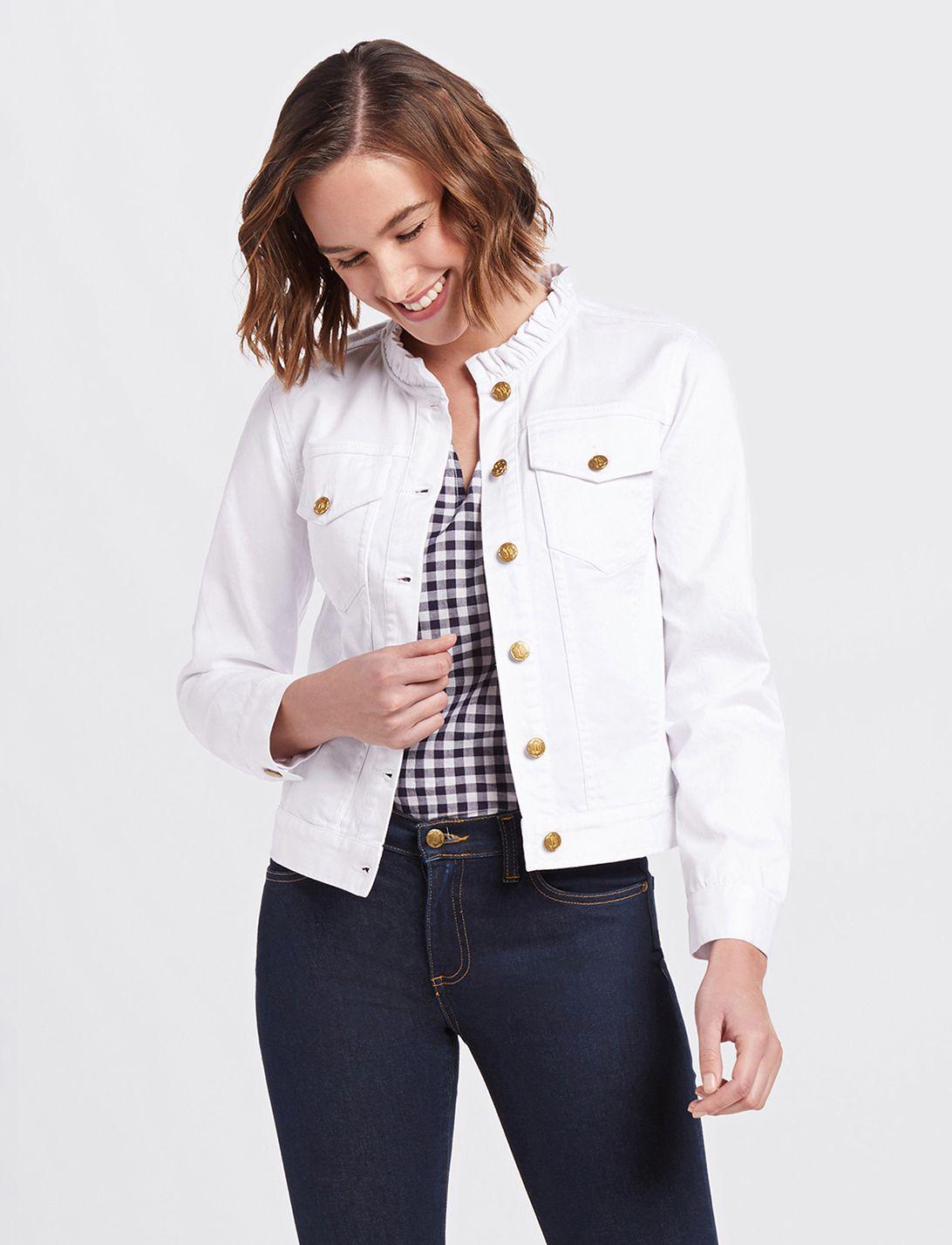 Draper James Ruffle Denim Jacket in White Lyst