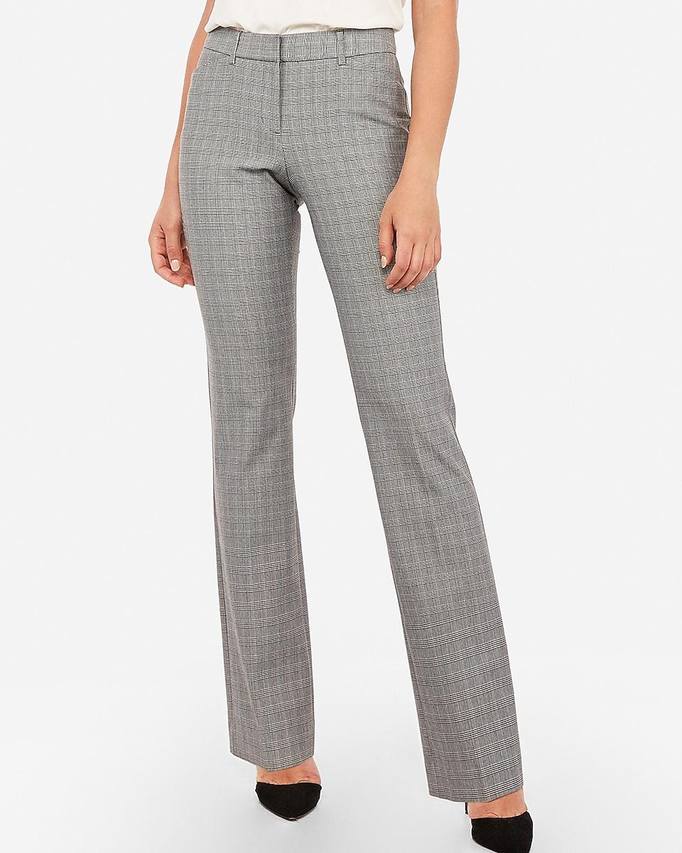 Express Mid Rise Plaid Barely Boot Curve Pant Gray Print Lyst