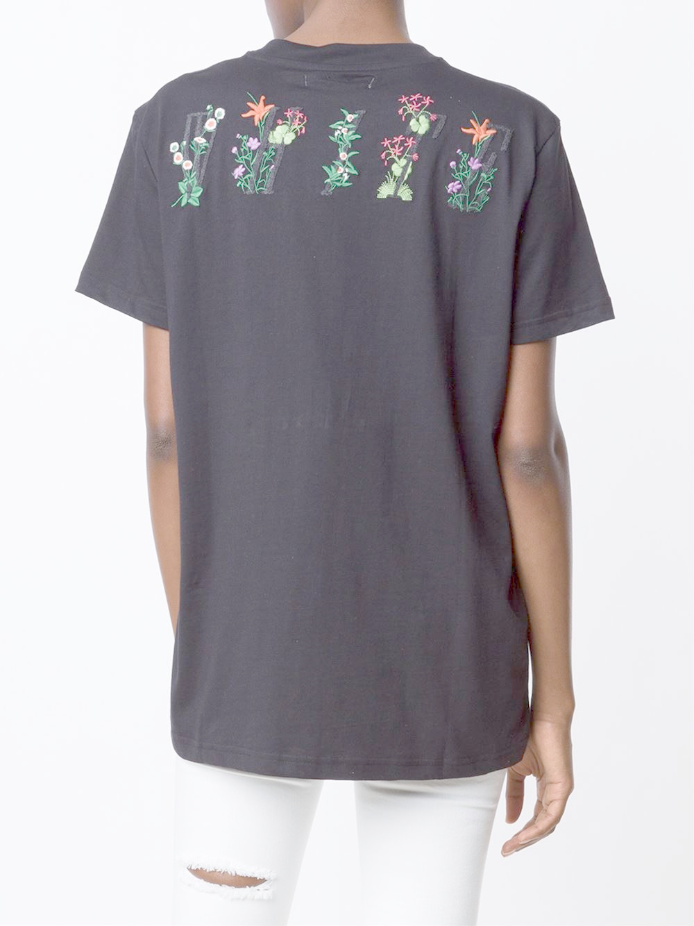 OffWhite c/o Virgil Abloh Flower Embroidery Tshirt in Black Lyst