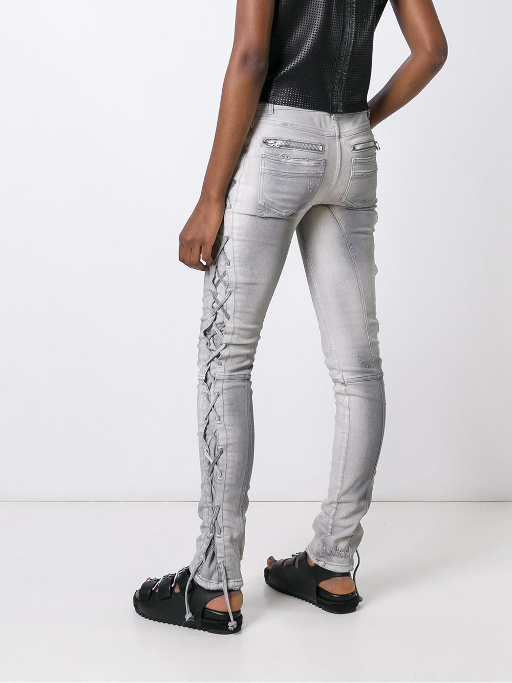 Lyst Faith Connexion Laceup Side Distressed Jeans in Brown