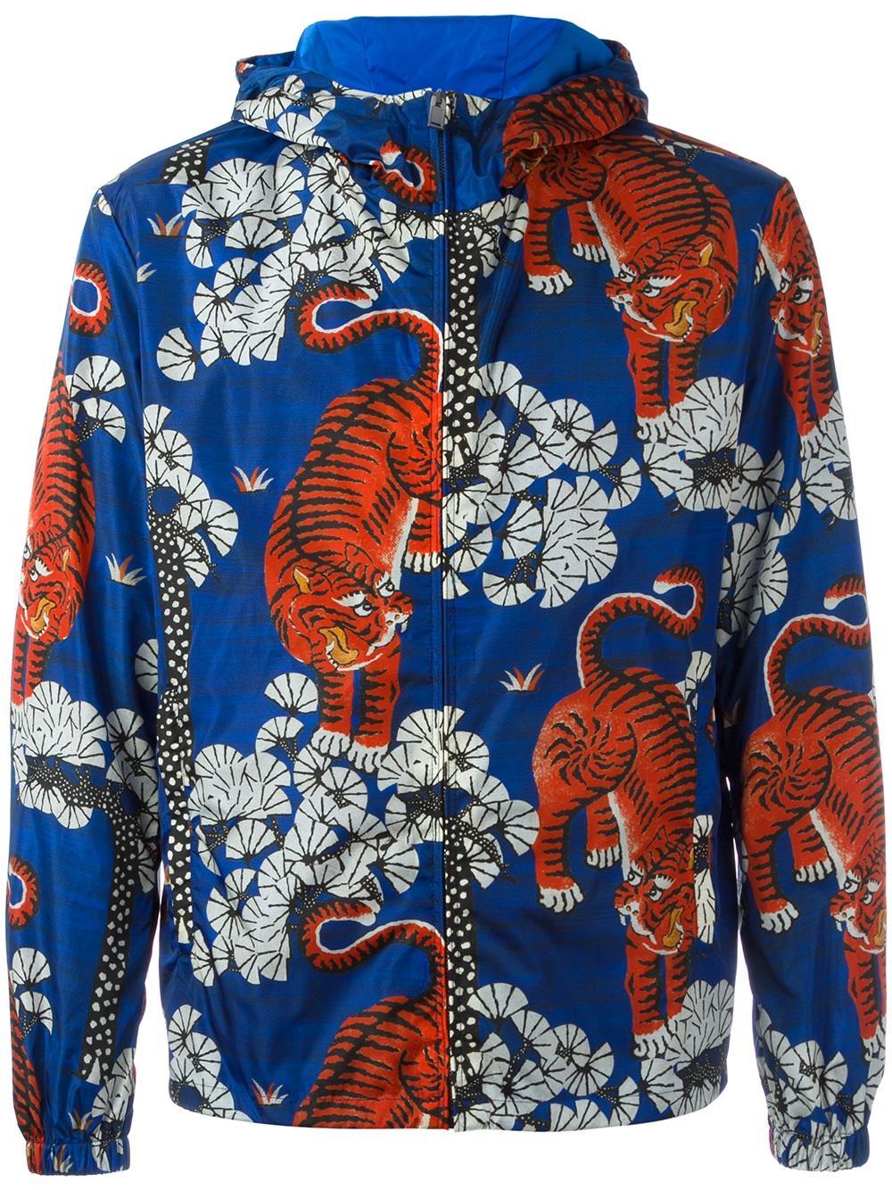 Gucci Bengal Tiger Print Jacket in Blue for Men Lyst
