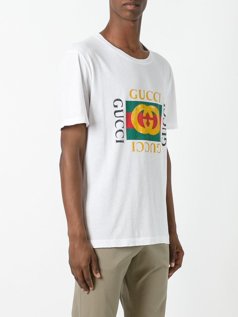 Gucci Cotton Print Tshirt in White for Men Lyst
