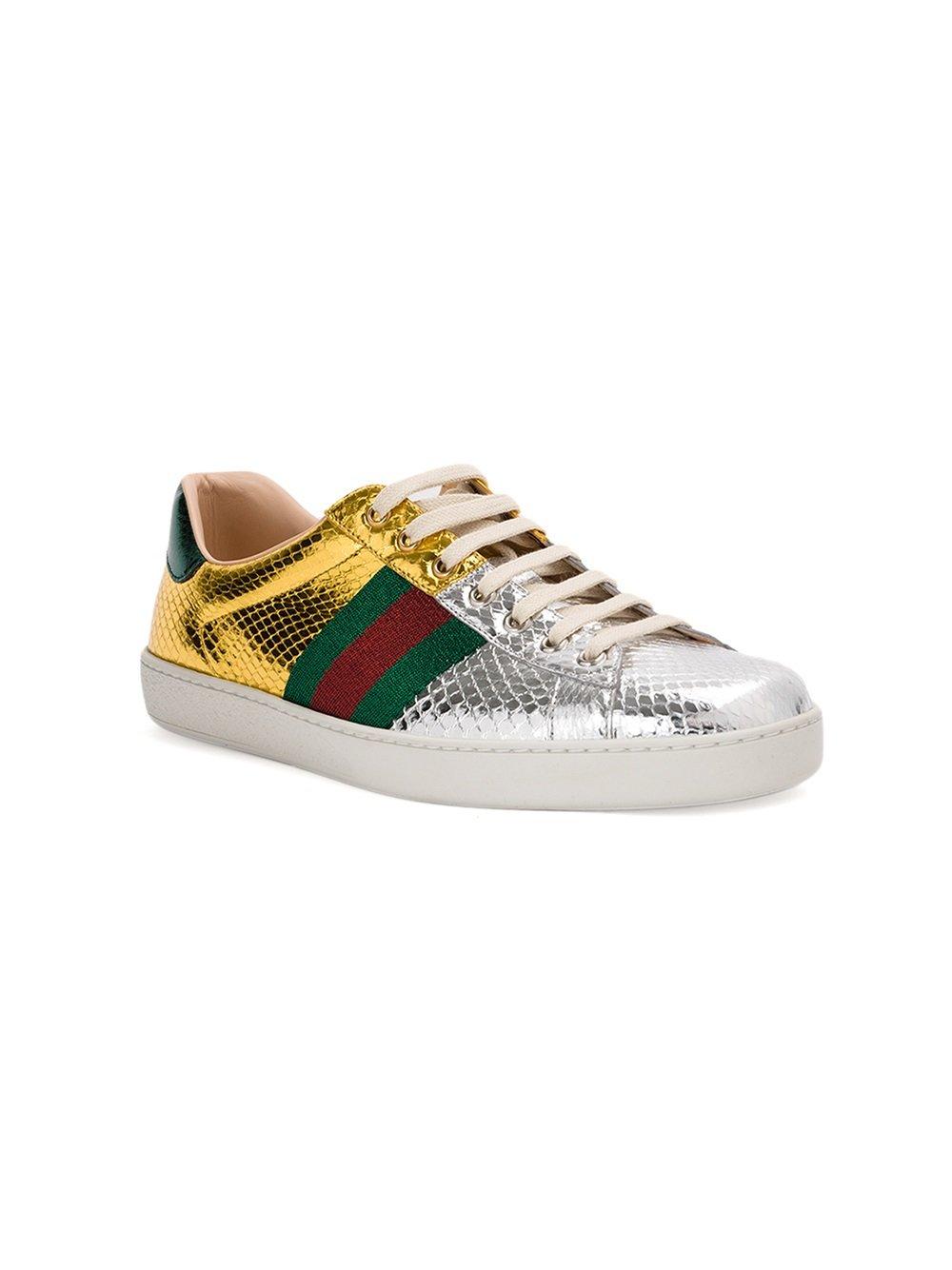 Lyst - Gucci New Ace Snakeskin Low-top Sneaker in Metallic for Men