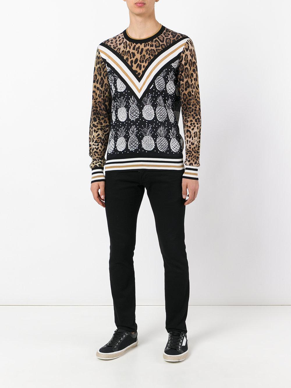 Dolce & Gabbana Pineapple Leopard Print Jumper in Black for Men Lyst