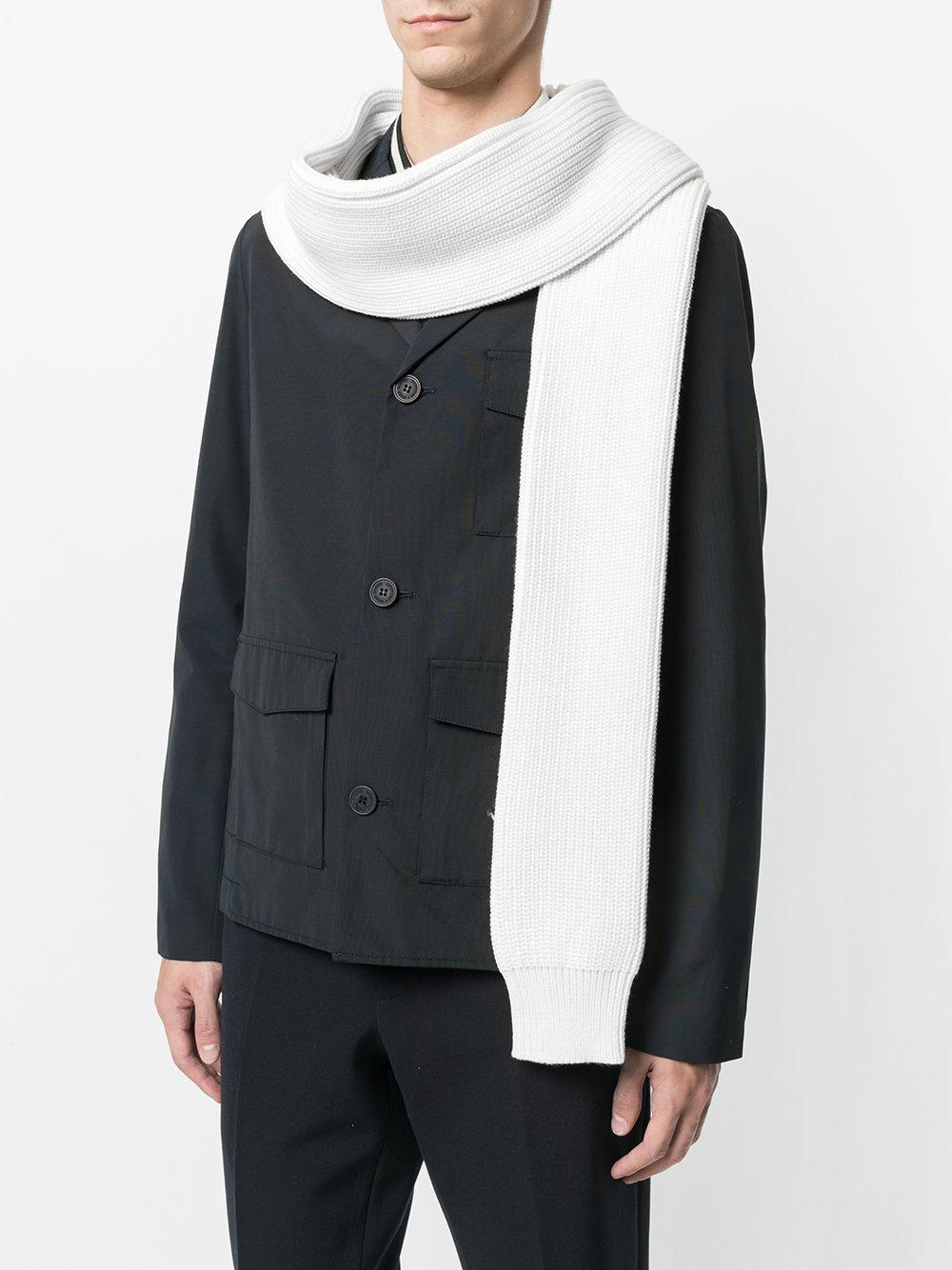 Sunnei Wool Ribbed Knit Scarf in White for Men Lyst