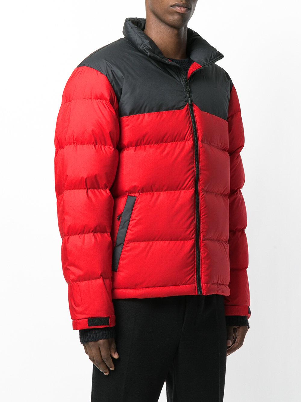 The North Face Synthetic Twotone Puffer Jacket in Red for Men Lyst