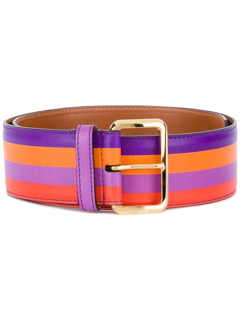 Etro Leather Striped Belt Lyst