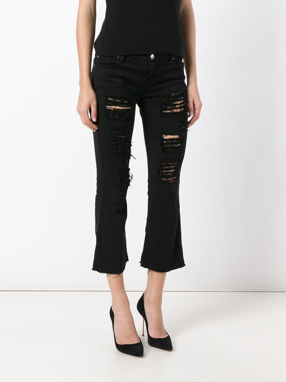 Lyst Iro Ripped Cropped Kick Flare Jeans in Black
