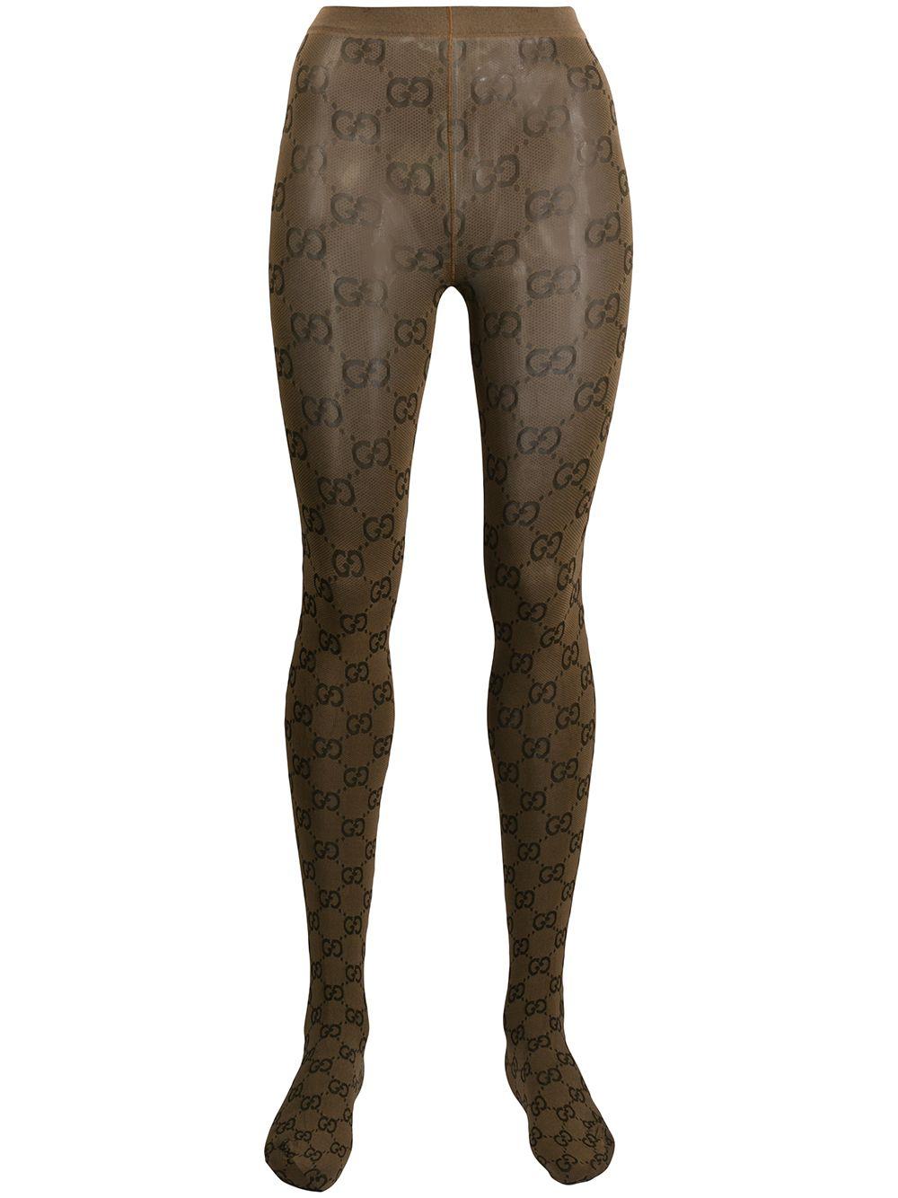Gucci GG Pattern Tights in Brown Lyst
