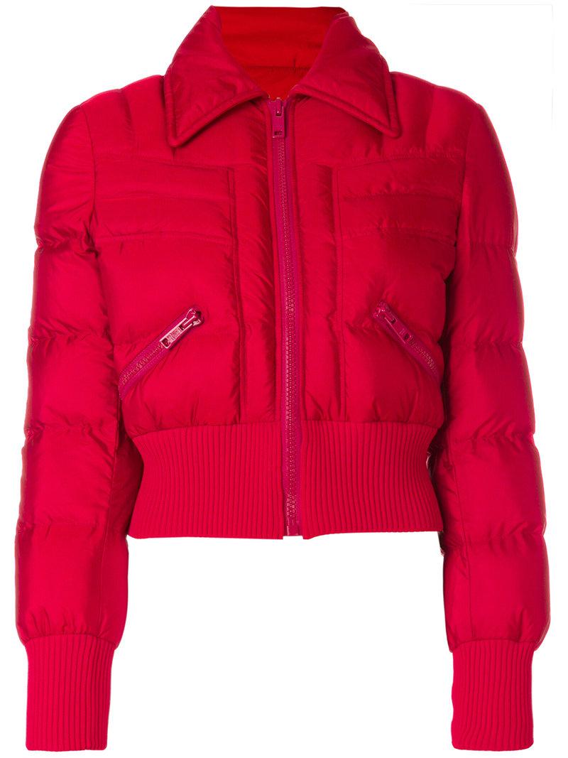 Prada Synthetic Zip Puffer Jacket in Red Lyst