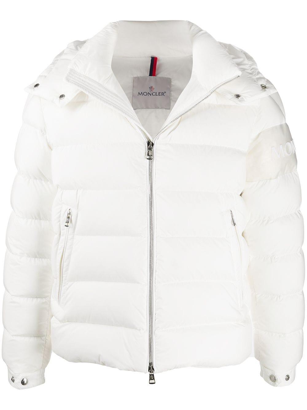 Moncler Synthetic Logo Lettering Puffer Jacket in White for Men Lyst