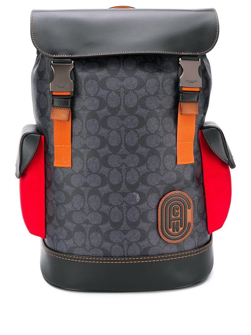 COACH Rivington Backpack In Signature Canvas With Patch in Black for