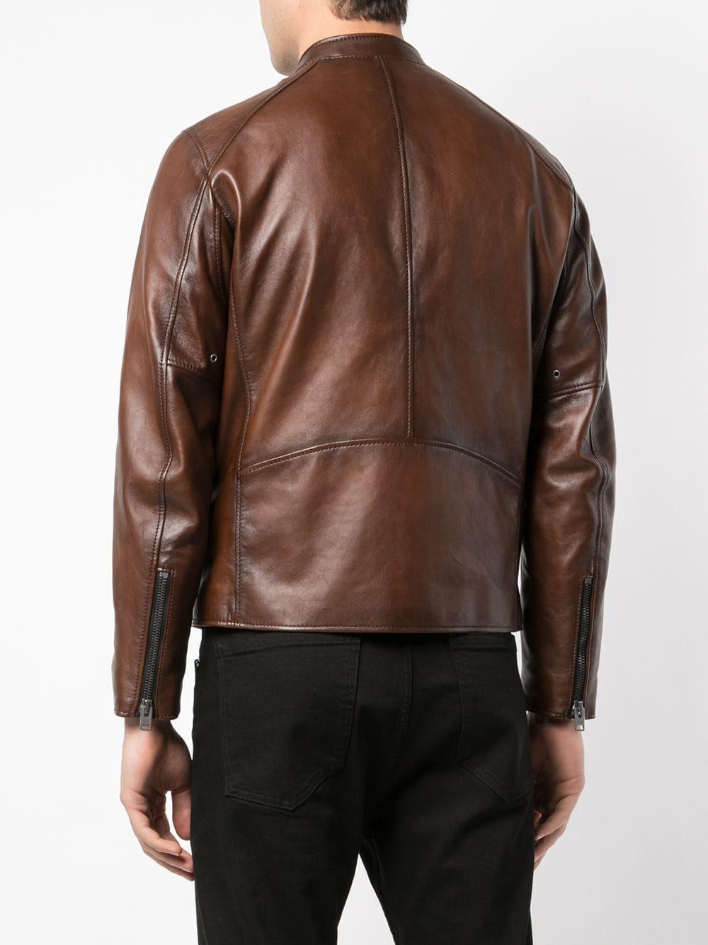 COACH Leather Icon Racer Jacket in Brown for Men Lyst