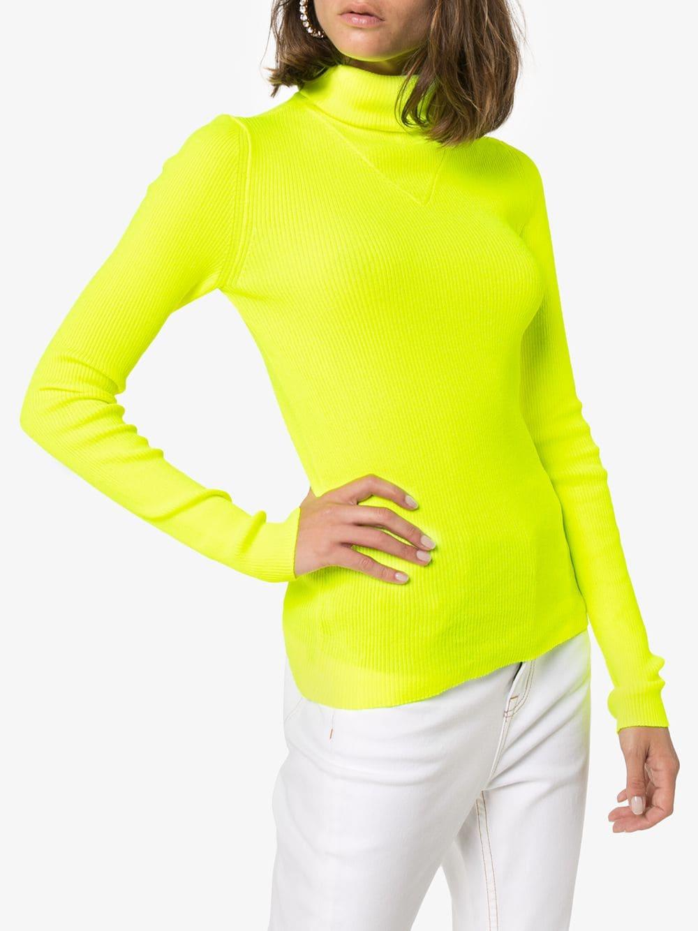 MSGM Ribbed Turtleneck Sweater in Yellow Lyst