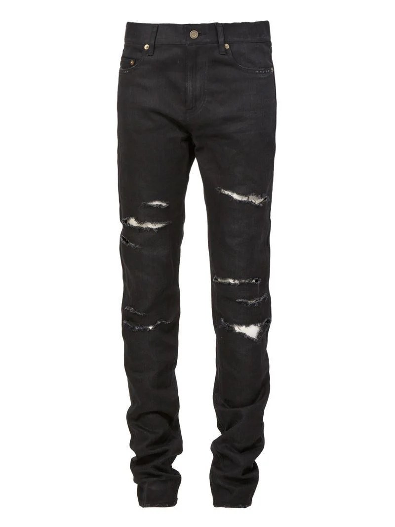 Saint Laurent Ripped Jeans in Black for Men Lyst
