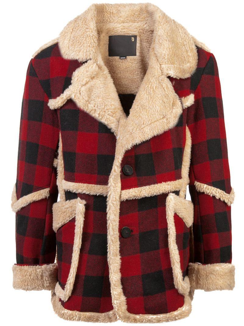 R13 Wool Shearlinglined Plaid Jacket in Red for Men Lyst