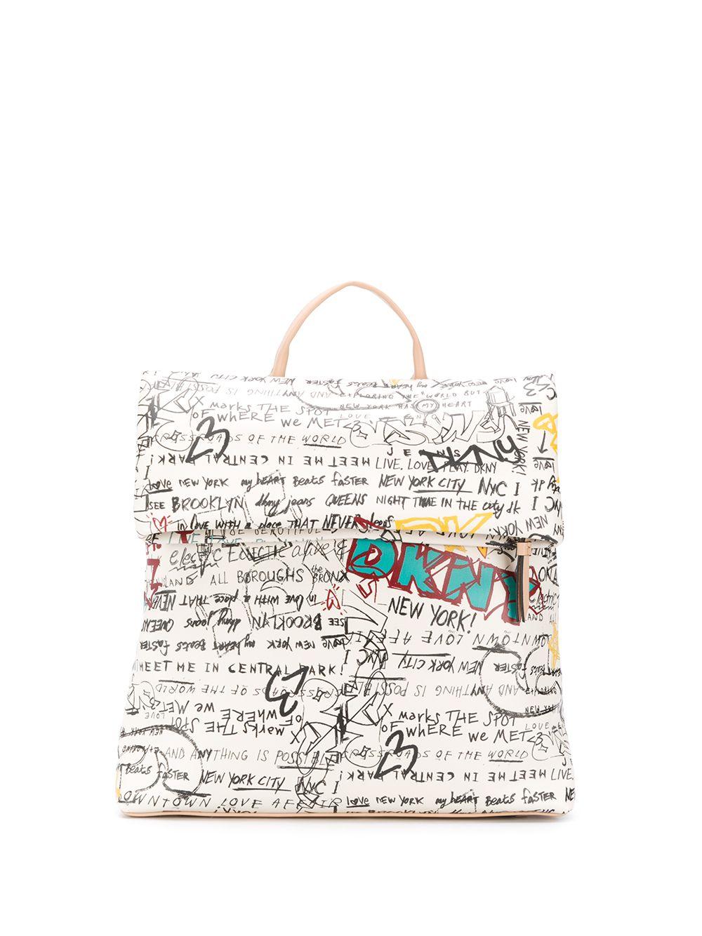 DKNY Tilly Graffiti Print Backpack in White Lyst