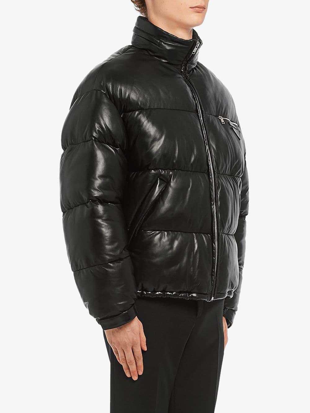 Prada Nappa Leather Puffer Jacket in Black for Men Lyst