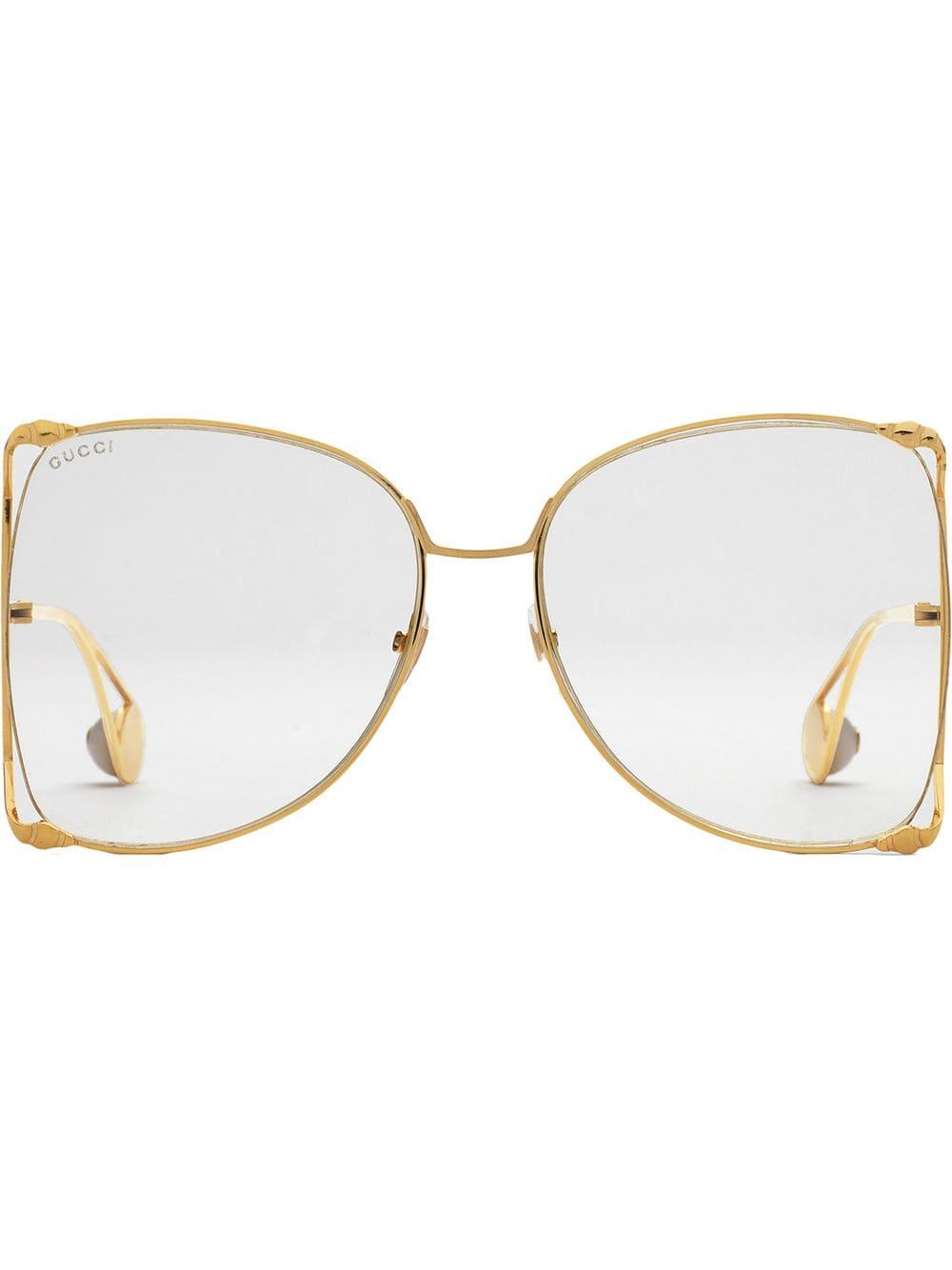 Gucci Velvet Oversized Butterfly Sunglasses in Gold (Metallic) Save