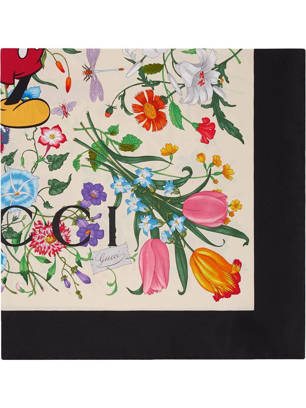 Gucci Silk X Disney Floral Print Bandana Scarf in White Lyst