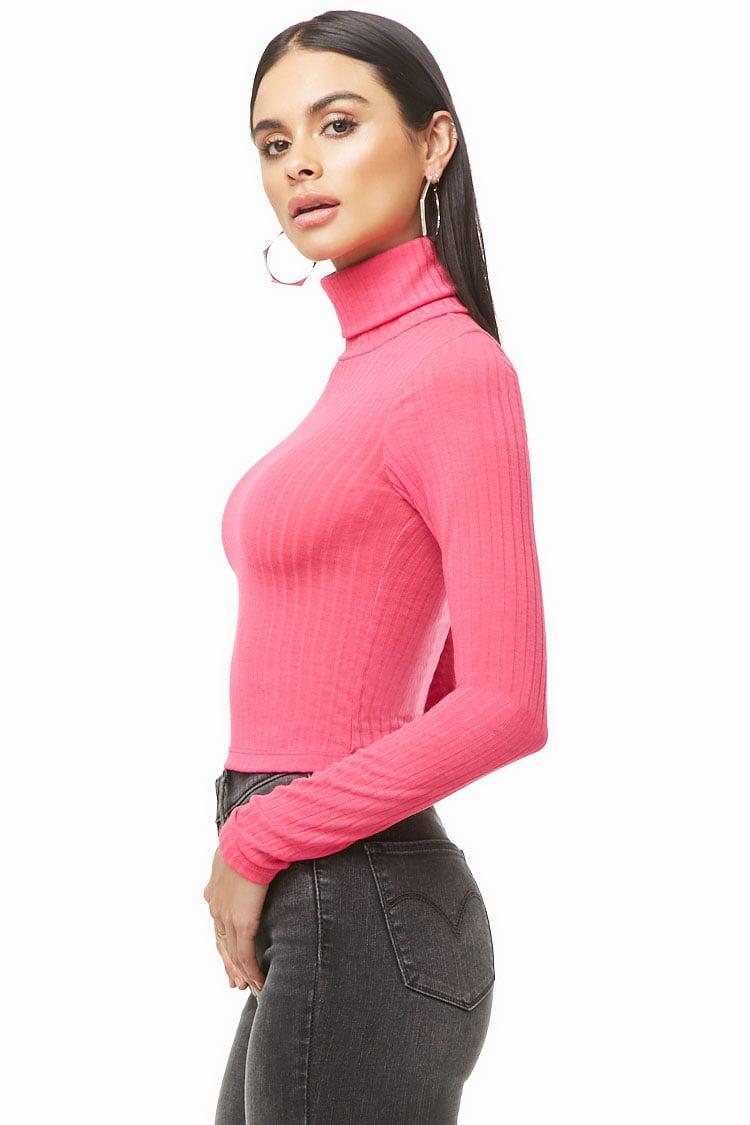 Forever 21 Ribbed Turtleneck Top in Hot Pink (Pink) Lyst