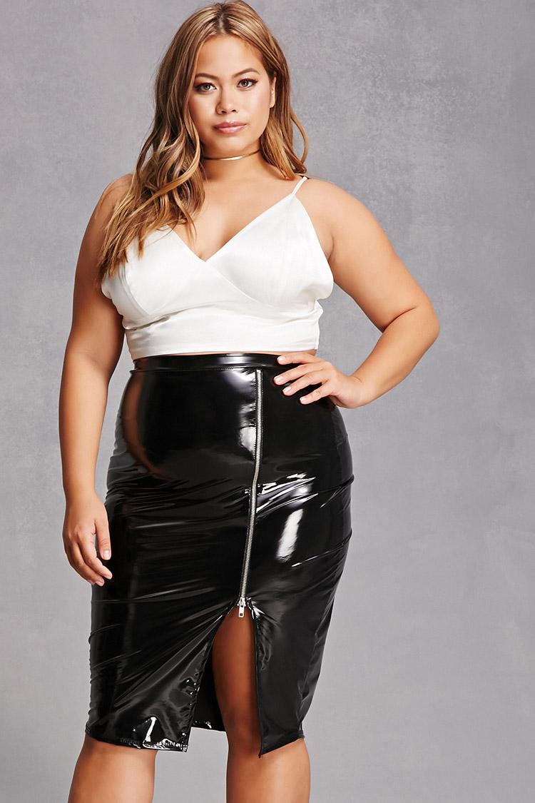 Forever 21 Plus Size Faux Leather Skirt in Black Lyst
