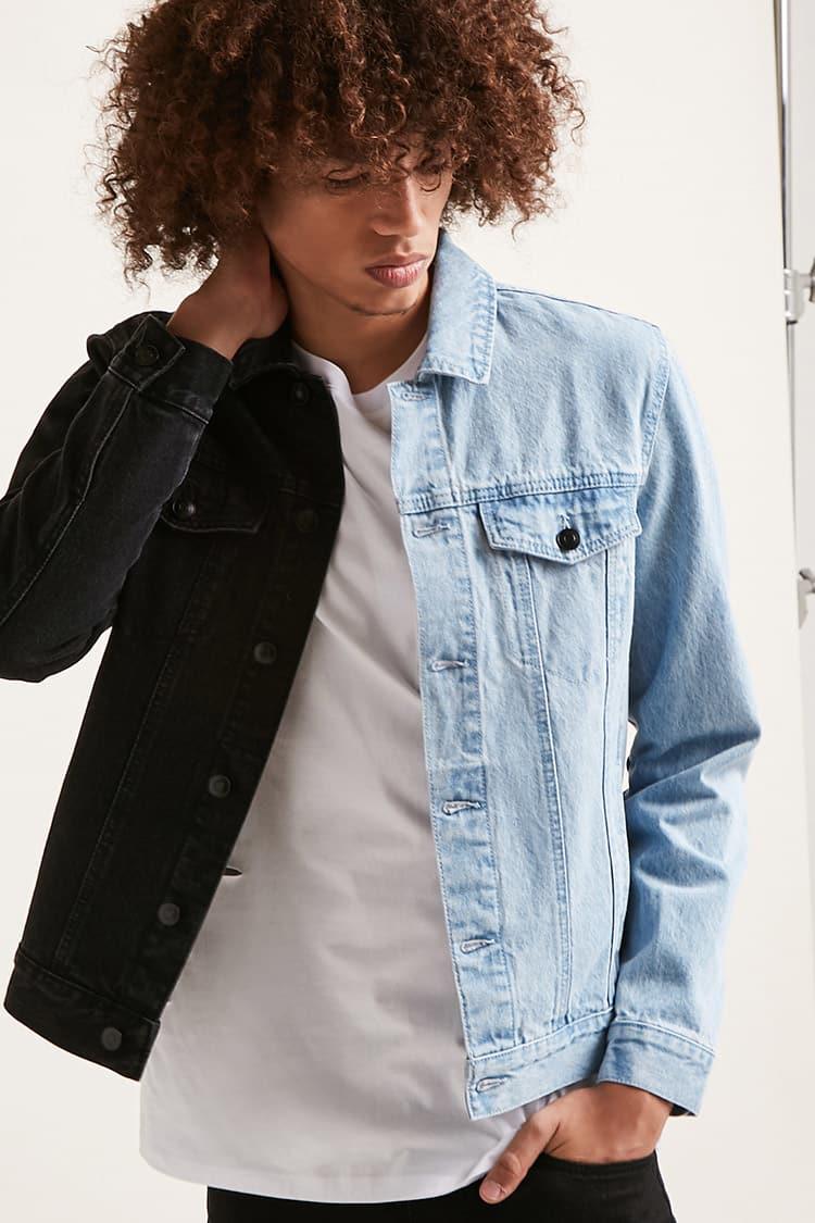 Half Black Half Jean Jacket