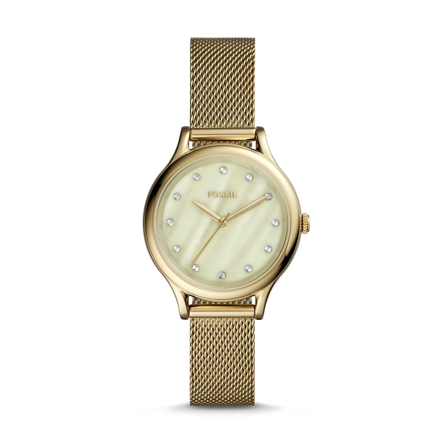 Fossil Laney Threehand Goldtone Stainless Steel Watch Jewelry in