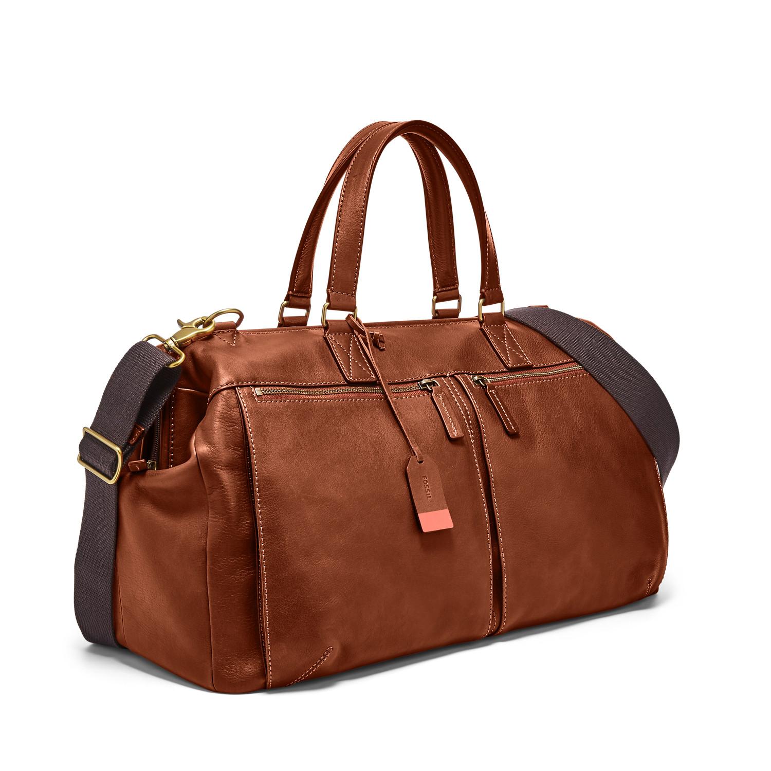 Fossil Leather Defender Duffle Bag Cognac in Brown for Men Lyst