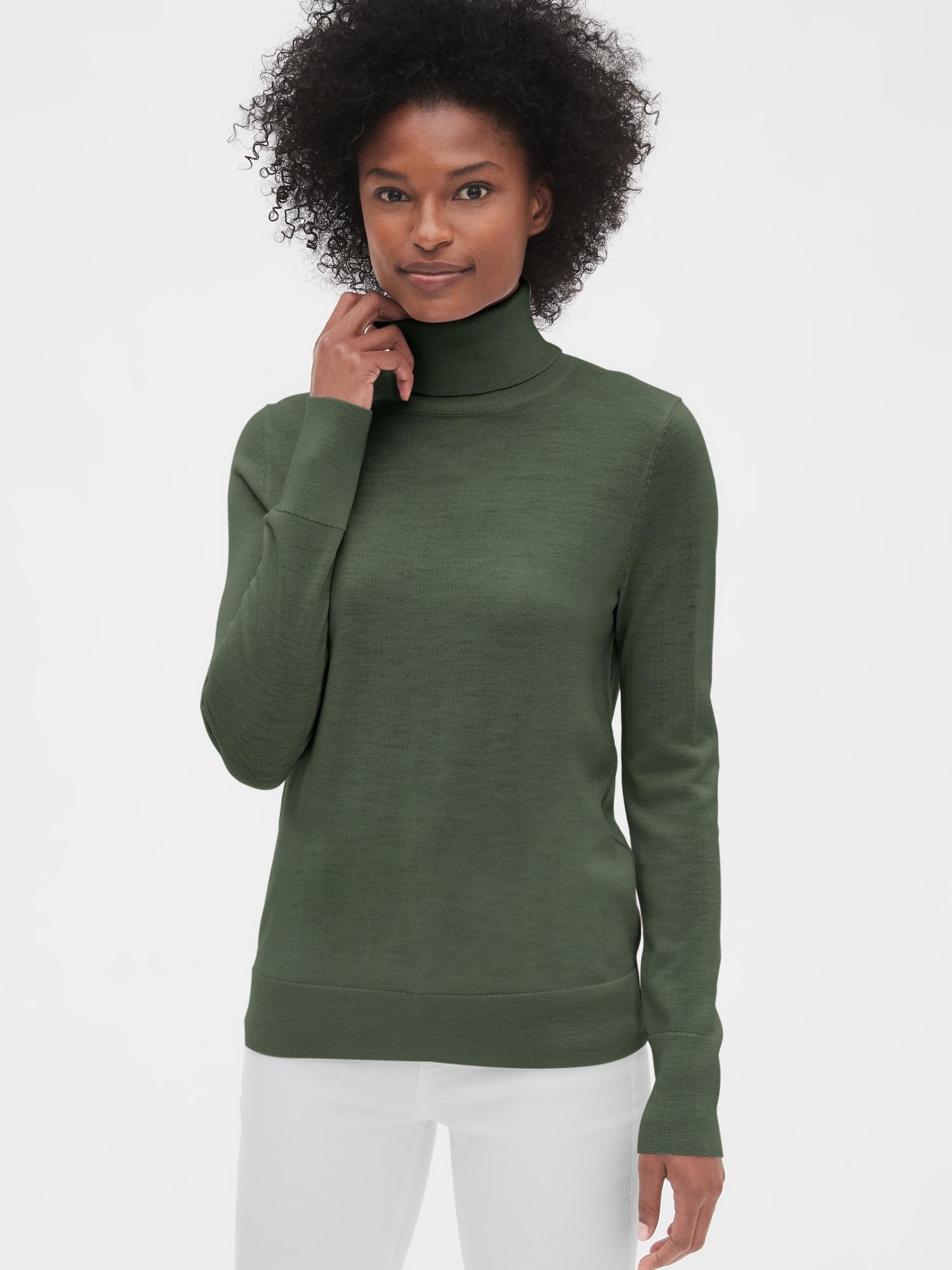 Gap Turtleneck Sweater In Merino Wool in Forest Green